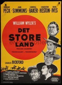 8z761 BIG COUNTRY Danish '59 Gregory Peck, Charlton Heston, William Wyler classic!