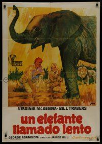 8z046 ELEPHANT CALLED SLOWLY Spanish '69 Jano artwork of elephant, lion & cast!