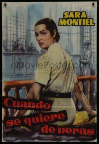 8z049 FRENTE AL PECADO DE AYER Spanish '59 Peris artwork of pretty Sara Montiel in court!