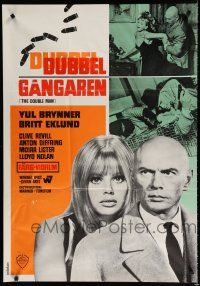 8z033 DOUBLE MAN Swedish '67 different images of Yul Brynner & Britt Ekland