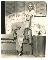 9a319 GINGER ROGERS 7x9 still '30s the beautiful star sitting on arm of couch with one foot up!