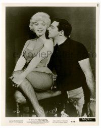 9a540 LET'S MAKE LOVE 8x10.25 still '60 sexy Marilyn Monroe in fishnet stockings w/Frankie Vaughan