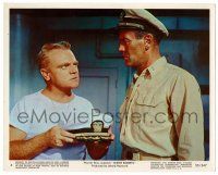 9a039 MISTER ROBERTS color 8x10 still #4 '55 James Cagney showing Henry Fonda the hat he'll wear!