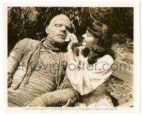 9a643 MUMMY'S CURSE candid 8.25x10 still '44 bandaged Lon Chaney Jr. getting makeup touched up!