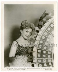 9a676 ONE DESIRE 8x10 still '55 great portrait of sexy Anne Baxter by Big Six wheel!