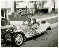 9a692 PARTY 8.25x10 still '68 Peter Sellers & sexy Claudine Longet in 1933 Morgan Sports Model car!