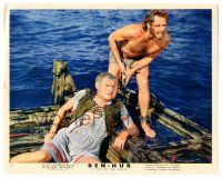 9a004 BEN-HUR color English FOH LC #8 '60 Charlton Heston & Jack Hawkins on raft after ship sinks!