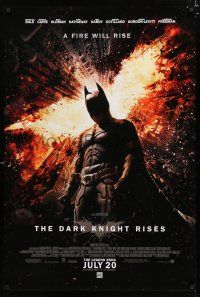 9b188 DARK KNIGHT RISES advance DS 1sh '12 Christian Bale as Batman, a fire will rise!