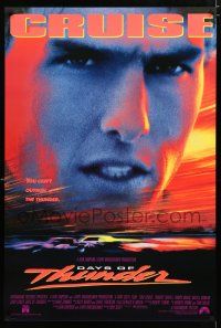 9b192 DAYS OF THUNDER 1sh '90 close image of angry NASCAR race car driver Tom Cruise!