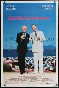 9b202 DIRTY ROTTEN SCOUNDRELS 1sh '88 wacky Steve Martin & Michael Caine, directed by Frank Oz!