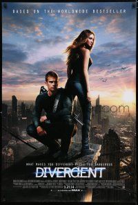 9b203 DIVERGENT advance DS 1sh '14 cool image of sexy Shailene Woodley, Theo James!