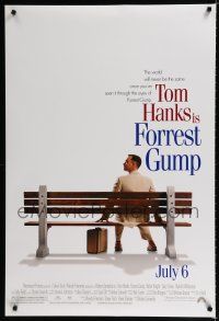 9b242 FORREST GUMP advance DS 1sh '94 Tom Hanks waiting for the bus, Robert Zemeckis!
