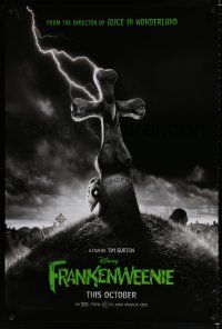 9b244 FRANKENWEENIE teaser DS 1sh '12 Tim Burton, horror image of wacky graveyard!