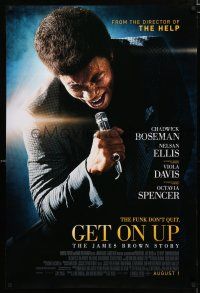 9b258 GET ON UP advance DS 1sh '14 great image of Chadwick Boseman as James Brown!