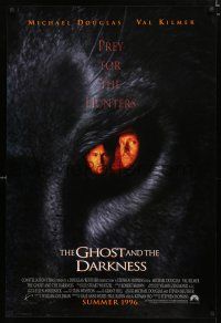 9b261 GHOST & THE DARKNESS advance 1sh '96 great image of hunters Val Kilmer & Michael Douglas!
