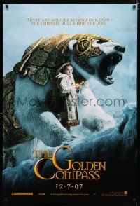 9b272 GOLDEN COMPASS teaser DS 1sh '07 Nicole Kidman, Dakota Blue Richards w/bear!