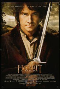 9b318 HOBBIT: AN UNEXPECTED JOURNEY advance DS 1sh '12 Tolkien, Martin Freeman as Bilbo w/Sting!