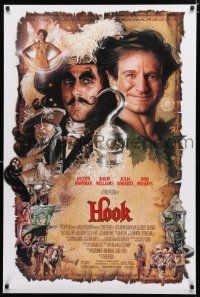 9b326 HOOK 1sh '91 art of pirate Dustin Hoffman & Robin Williams by Drew Struzan!