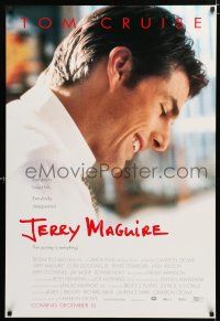 9b369 JERRY MAGUIRE heavy stock advance 1sh '96 close up of Tom Cruise, directed by Cameron Crowe!