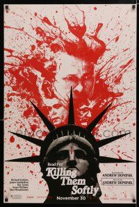9b377 KILLING THEM SOFTLY teaser 1sh '12 Brad Pitt, James Gandolfini, Ray Liotta over Lady Liberty!