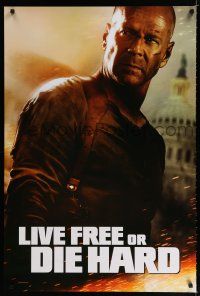 9b409 LIVE FREE OR DIE HARD teaser 1sh '07 Bruce Willis by the U.S. capitol building!