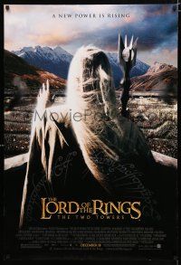9b429 LORD OF THE RINGS: THE TWO TOWERS advance DS 1sh '02 J.R.R. Tolkien, Christopher Lee!