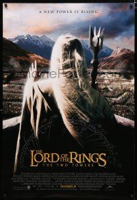 9b431 LORD OF THE RINGS: THE TWO TOWERS int'l advance DS 1sh '02 J.R.R. Tolkien, Christopher Lee!