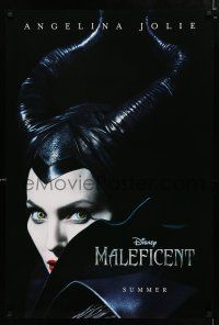 9b442 MALEFICENT teaser DS 1sh '14 cool close-up image of sexy Angelina Jolie in title role!