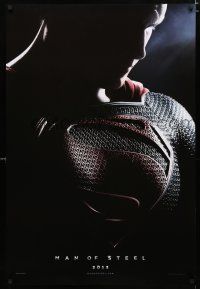 9b446 MAN OF STEEL teaser DS 1sh '13 close-up of Henry Cavill in the title role as Superman!