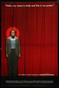 9b449 MAN ON THE MOON DS 1sh '99 Milos Forman, great image of Jim Carrey as Andy Kaufman on stage