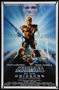 9b458 MASTERS OF THE UNIVERSE 1sh '87 great image of Dolph Lundgren as He-Man!