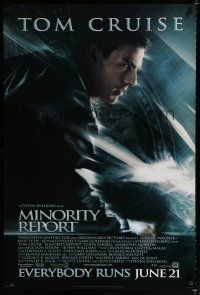 9b486 MINORITY REPORT style B advance 1sh '02 Steven Spielberg, close-up image of Tom Cruise!