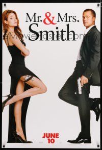 9b502 MR. & MRS. SMITH teaser 1sh '05 married assassins Brad Pitt & sexy Angelina Jolie!