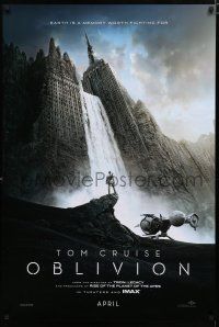 9b531 OBLIVION teaser DS 1sh '13 Morgan Freeman, image of Tom Cruise & waterfall in city!