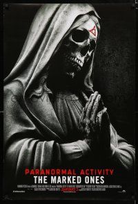 9b546 PARANORMAL ACTIVITY THE MARKED ONES advance DS 1sh '14 horror image of praying skeleton!