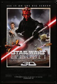 9b560 PHANTOM MENACE advance DS 1sh R12 George Lucas, Star Wars Episode I in 3-D!