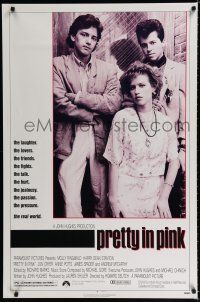 9b581 PRETTY IN PINK 1sh '86 great portrait of Molly Ringwald, Andrew McCarthy & Jon Cryer!