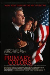 9b583 PRIMARY COLORS advance DS 1sh '98 great image of John Travolta & Emma Thompson!