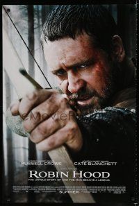 9b621 ROBIN HOOD advance DS 1sh '10 Ridley Scott, Russell Crowe w/bow in title role!