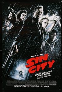 9b664 SIN CITY advance 1sh '05 graphic novel by Frank Miller, cool image of Bruce Willis & cast