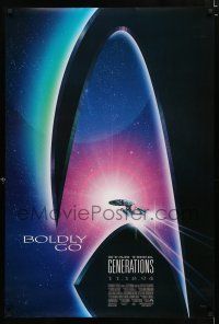 9b718 STAR TREK: GENERATIONS advance DS 1sh '94 cool sci-fi art of the Enterprise, Boldly Go!