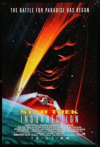 9b719 STAR TREK: INSURRECTION advance 1sh '98 Patrick Stewart as Capt Jean-Luc Picard, cool art!