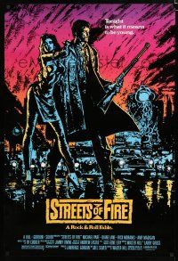 9b731 STREETS OF FIRE 1sh '84 Walter Hill directed, Michael Pare, Diane Lane, cool art!