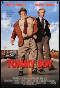 9b773 TOMMY BOY int'l 1sh '95 great full-length image of screwballs Chris Farley & David Spade!