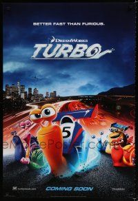 9b792 TURBO style B int'l teaser DS 1sh '13 voice of Ryan Reynolds, cool art of racing snail!
