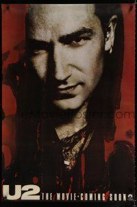 9b797 U2 RATTLE & HUM teaser 1sh '88 great close-up image of Irish rocker Bono!