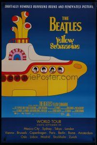 9b847 YELLOW SUBMARINE advance DS 1sh R99 psychedelic art of Beatles John, Paul, Ringo & George!