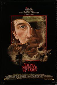 9b848 YOUNG SHERLOCK HOLMES 1sh '85 Steven Spielberg, Nicholas Rowe, really cool detective art!