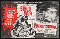 9c052 BLOOD BATH/QUEEN OF BLOOD pressbook '66 a new high in blood-chilling horror!