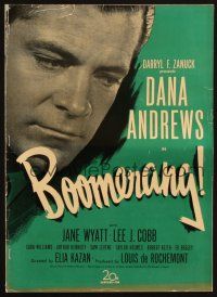 9c057 BOOMERANG pressbook '47 great close up of Dana Andrews, Elia Kazan film noir!